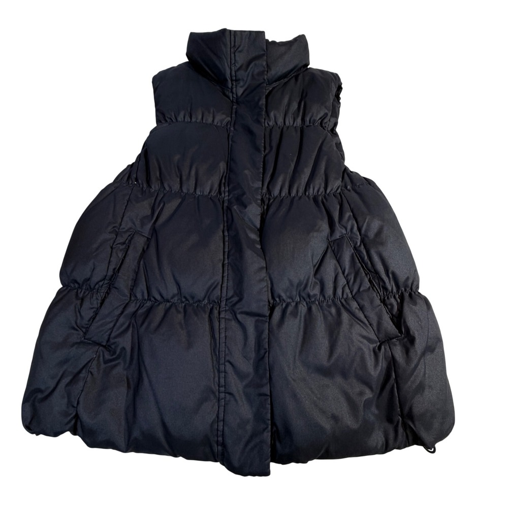 Gap Down Puffer Vest – S Black Quilted Stand Collar Drawstring Hem